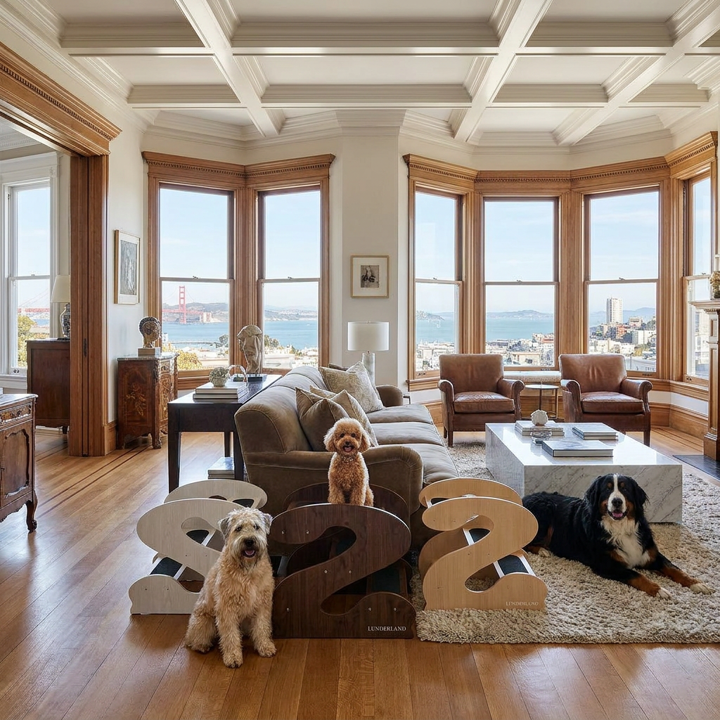 Wood Dog Stairs for Bed and Sofa | 3-Step Small Senior Pet 23¼ D x 16¾" W x 19⅜ H,Trainer-Recommended Wood Ramp Steps